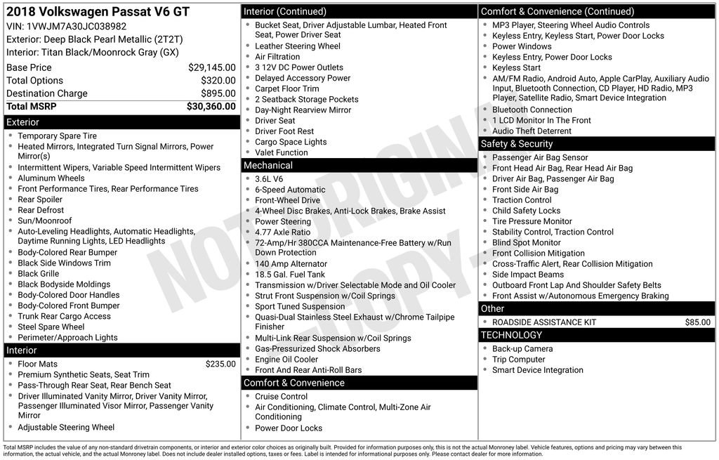 Used 2018 Volkswagen Passat 3.6 FWD image 9