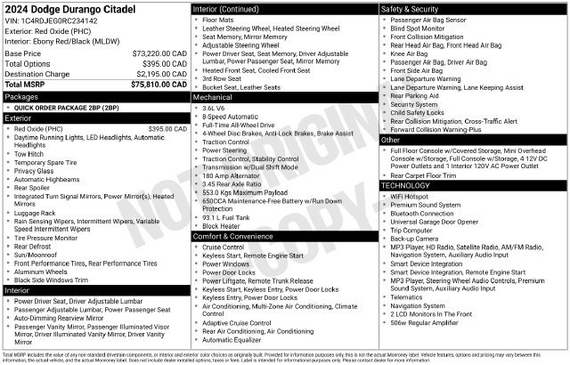 Used 2024 Dodge Durango Citadel AWD/4WD image 4