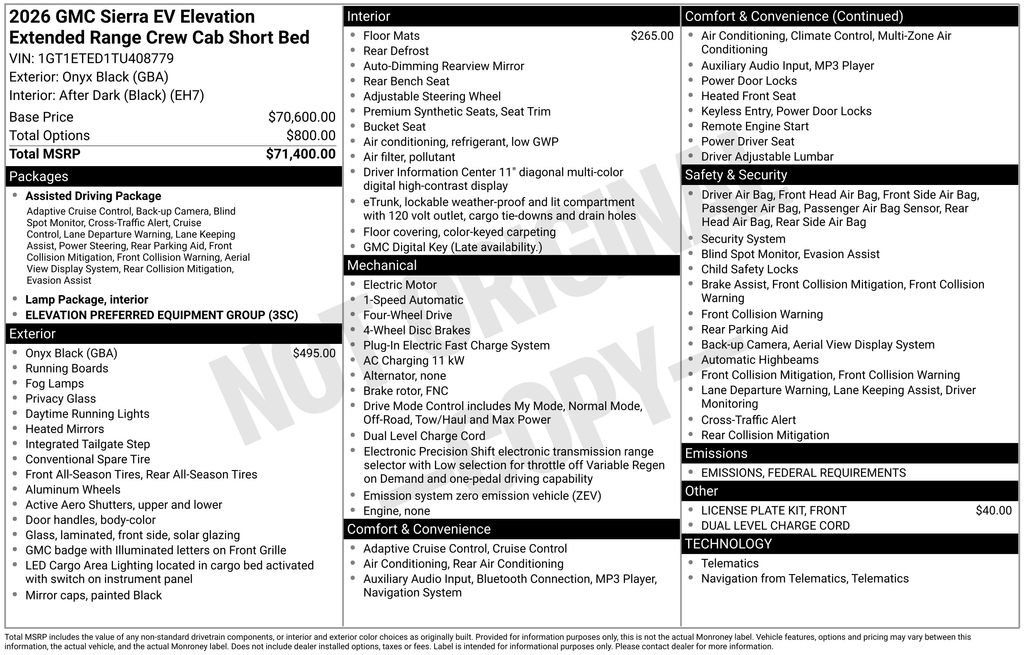 New 2026 GMC Sierra EV Elevation image 5