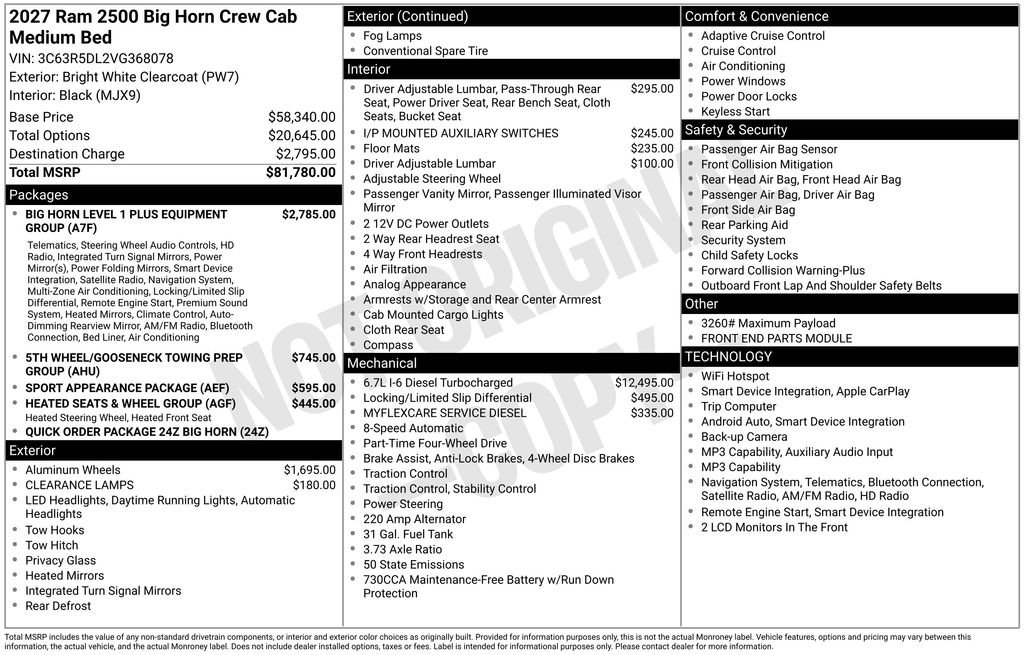 New 2027 RAM 2500 Big Horn AWD/4WD image 2