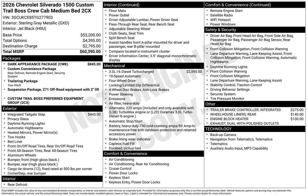 New 2026 Chevrolet Silverado 1500 Custom Trail Boss w/ Dark Appearance Package AWD/4WD image 44