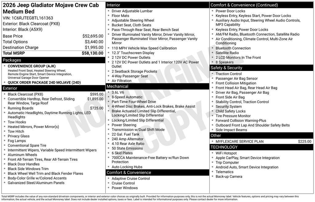 New 2026 Jeep Gladiator Mojave AWD/4WD image 5