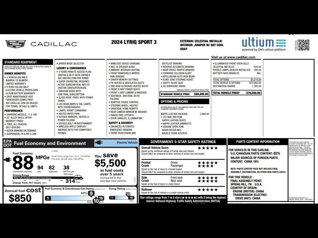 Used 2024 Cadillac Lyriq Sport w/ Nappa Leather Package image 3