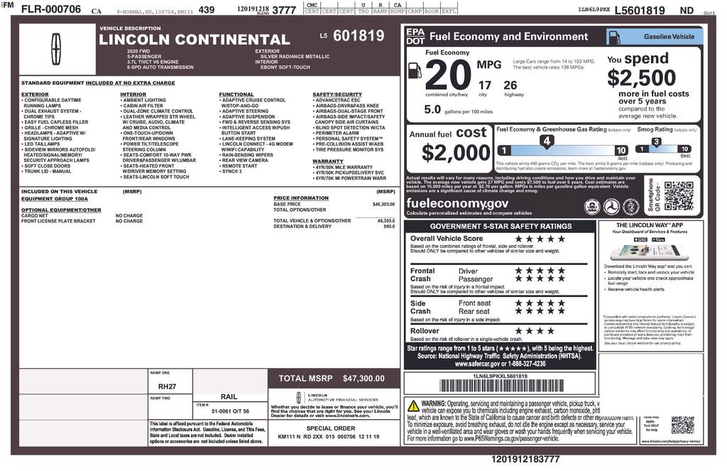 Used 2020 Lincoln Continental FWD image 2