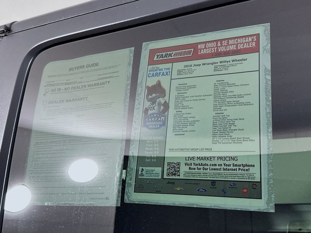 Certified 2016 Jeep Wrangler Sport image 16