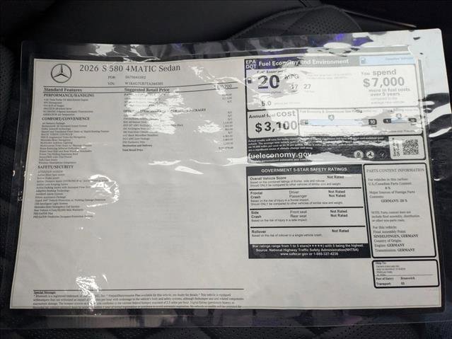 New 2026 Mercedes-Benz S 580 4MATIC Sedan image 18
