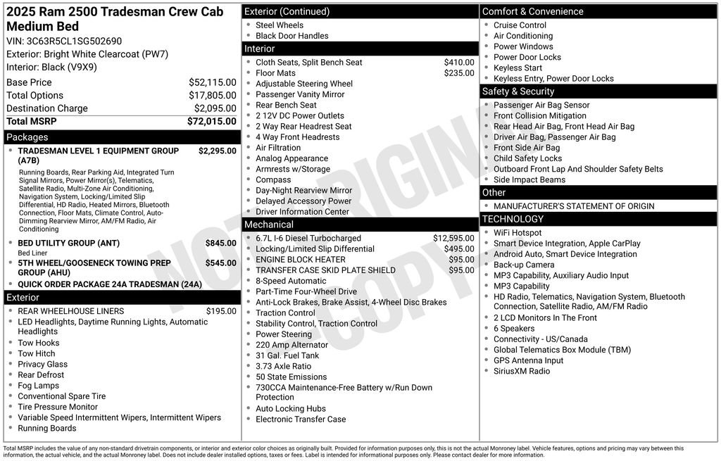 New 2025 RAM 2500 Tradesman AWD/4WD image 7