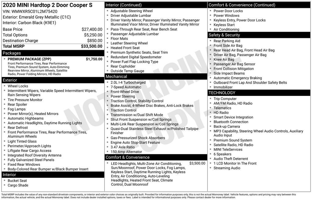 Used 2020 MINI Cooper S w/ Premium Package FWD image 5