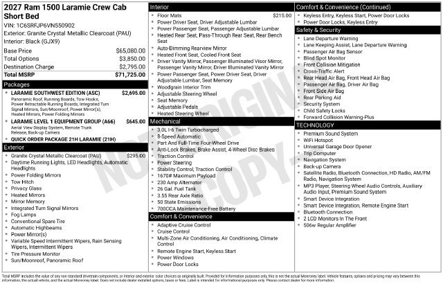 New 2027 RAM 1500 Laramie w/ Laramie Southwest Edition AWD/4WD image 40