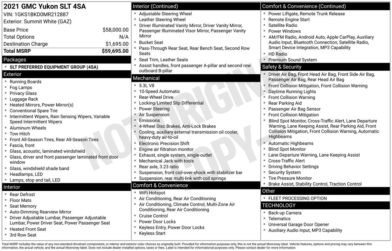 Used 2021 GMC Yukon SLT image 54