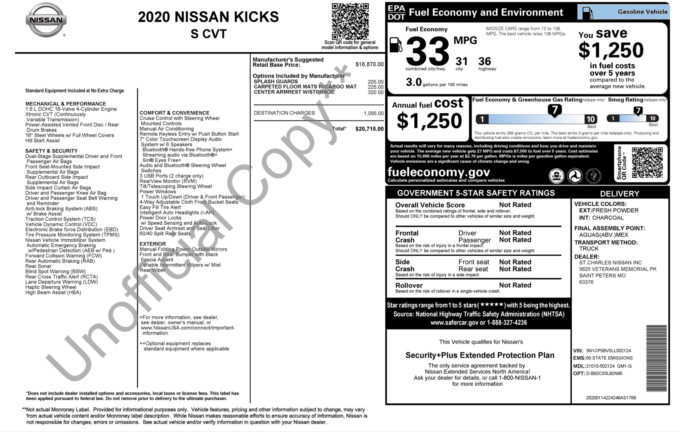 Used 2020 Nissan Kicks S FWD image 2