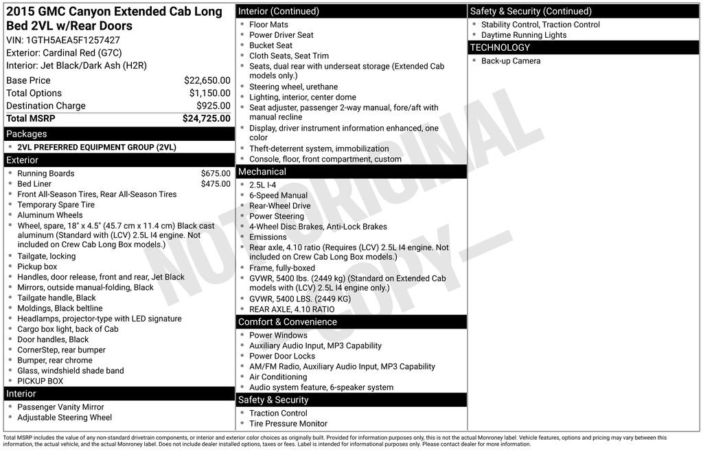 Used 2015 GMC Canyon W/T RWD image 9