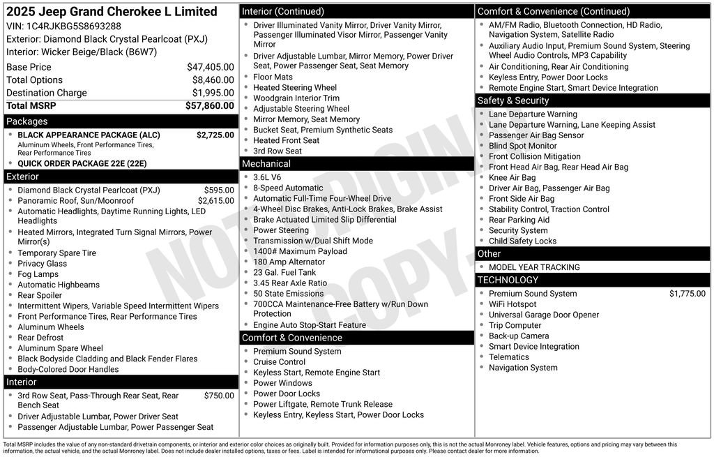 Used 2025 Jeep Grand Cherokee L Limited w/ Black Appearance Package AWD/4WD image 9