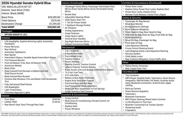 New 2026 Hyundai Sonata Blue FWD image 4