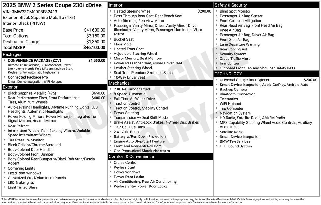 New 2025 BMW 230i xDrive Coupe w/ Convenience Package AWD/4WD image 2