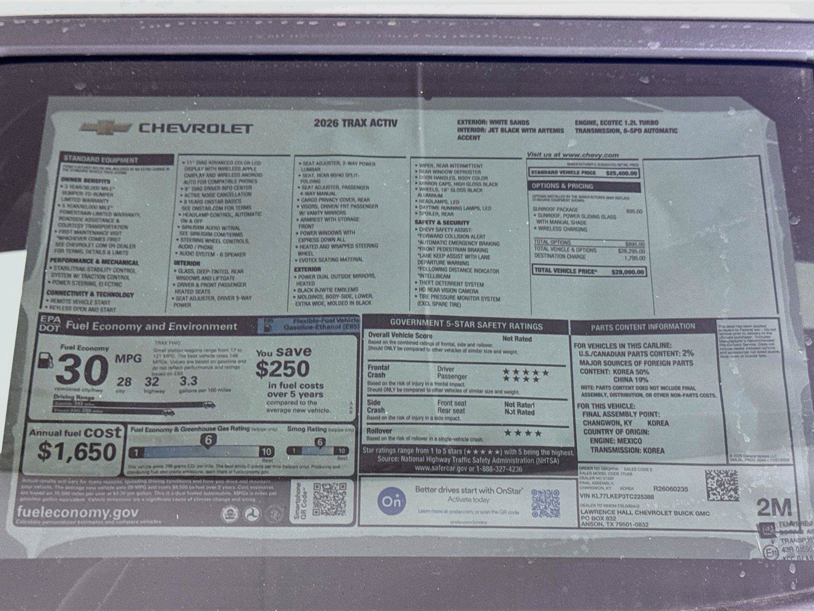 New 2026 Chevrolet Trax ACTIV w/ Sunroof Package FWD image 19