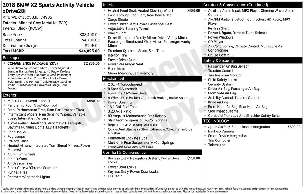 Used 2018 BMW X2 xDrive28i w/ Convenience Package AWD/4WD image 17