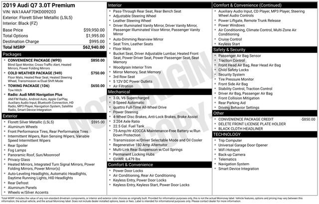 Used 2019 Audi Q7 3.0T Premium w/ Convenience Package image 10