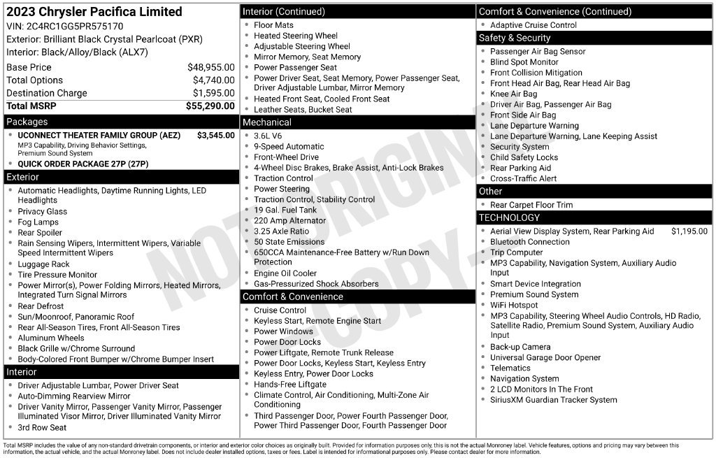 Used 2023 Chrysler Pacifica Limited w/ Uconnect Theater Family Group FWD image 4