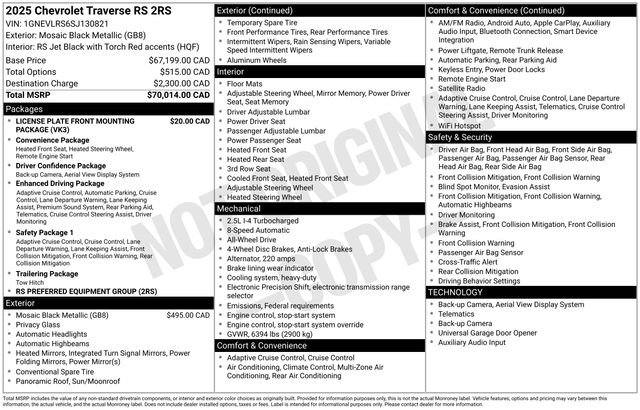 Used 2025 Chevrolet Traverse RS AWD/4WD image 7