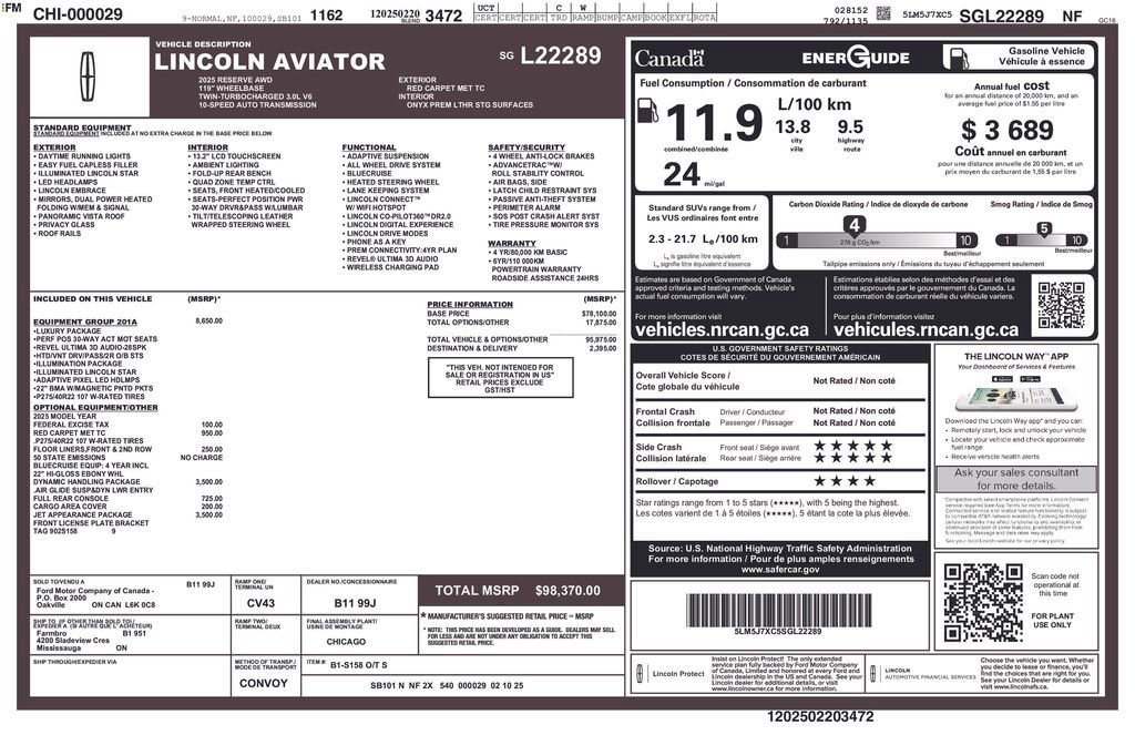 Used 2025 Lincoln Aviator Reserve w/ Equipment Group 201A image 27
