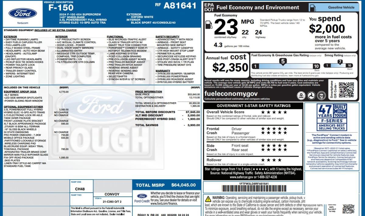 Used 2024 Ford F150 XLT w/ Equipment Group 302A MID image 17