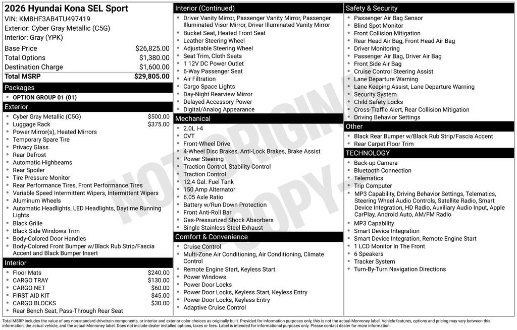 New 2026 Hyundai Kona SEL Sport FWD image 4