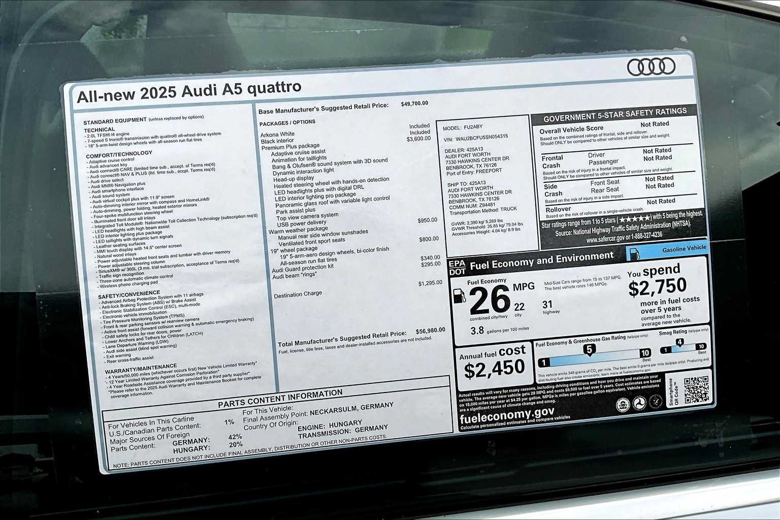 Used 2025 Audi A5 2.0T Premium Plus AWD/4WD image 16