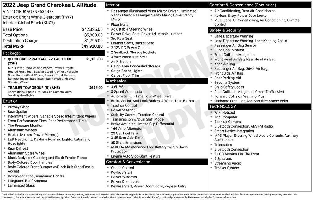 Used 2022 Jeep Grand Cherokee L Laredo AWD/4WD image 7