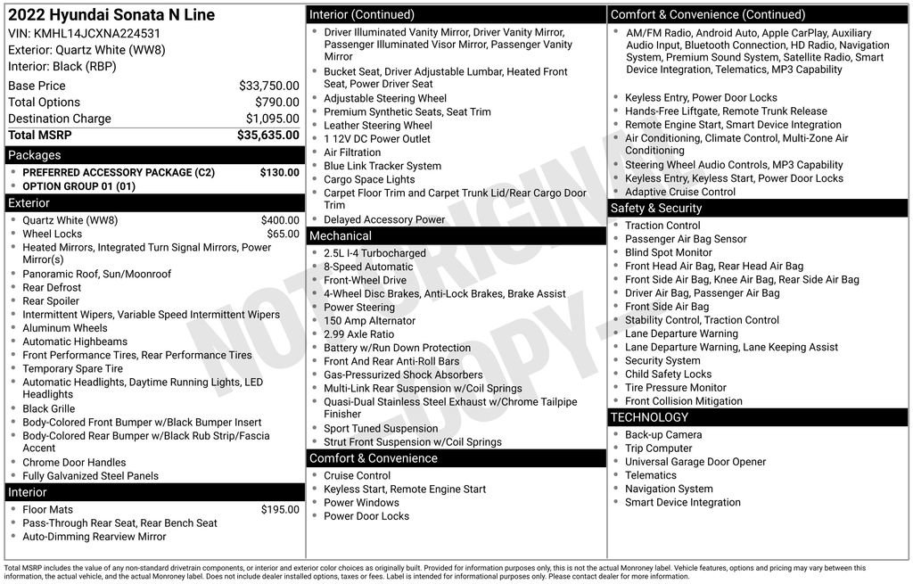 Used 2022 Hyundai Sonata N Line w/ Preferred Accessory Package image 6