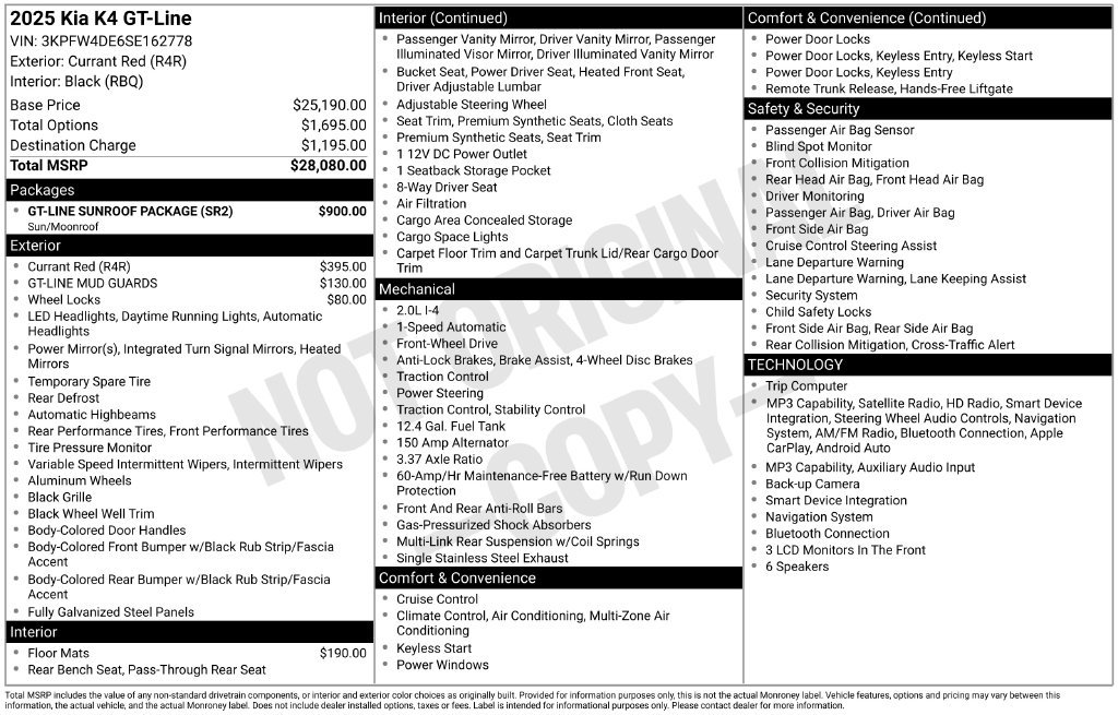 Certified 2025 Kia K4 GT-Line w/ GT-Line Sunroof Package FWD image 31