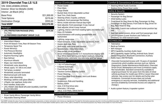 Certified 2019 Chevrolet Trax LS w/ LPO, Protection Package FWD image 4