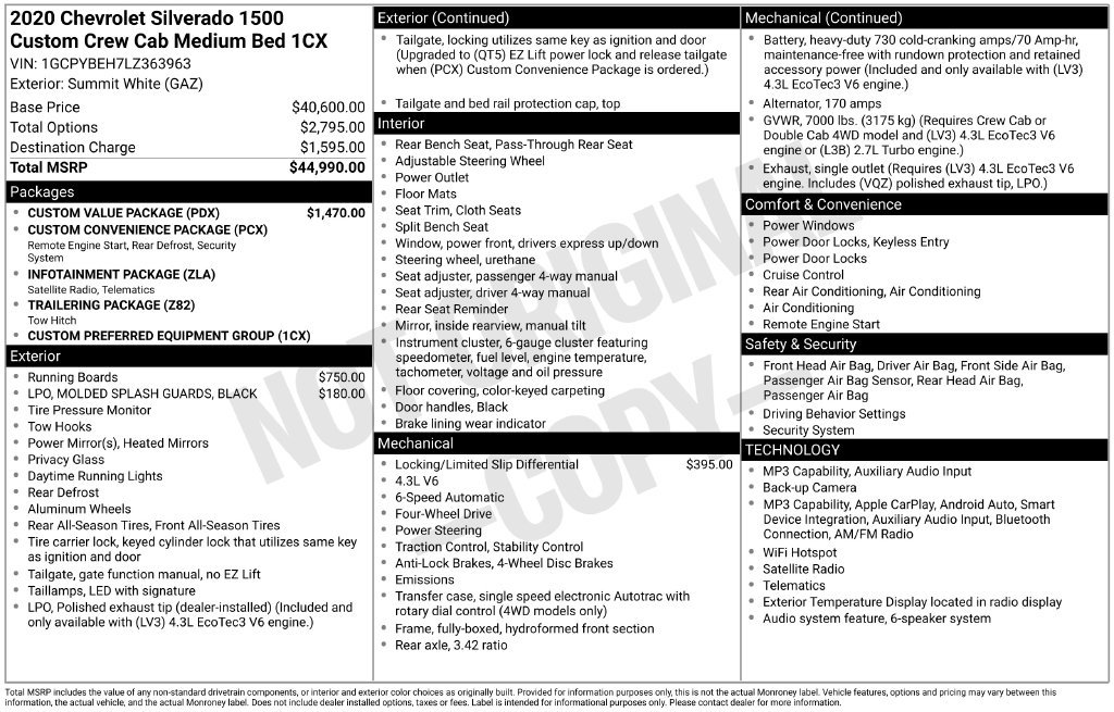 Used 2020 Chevrolet Silverado 1500 Custom w/ Custom Value Package AWD/4WD image 16