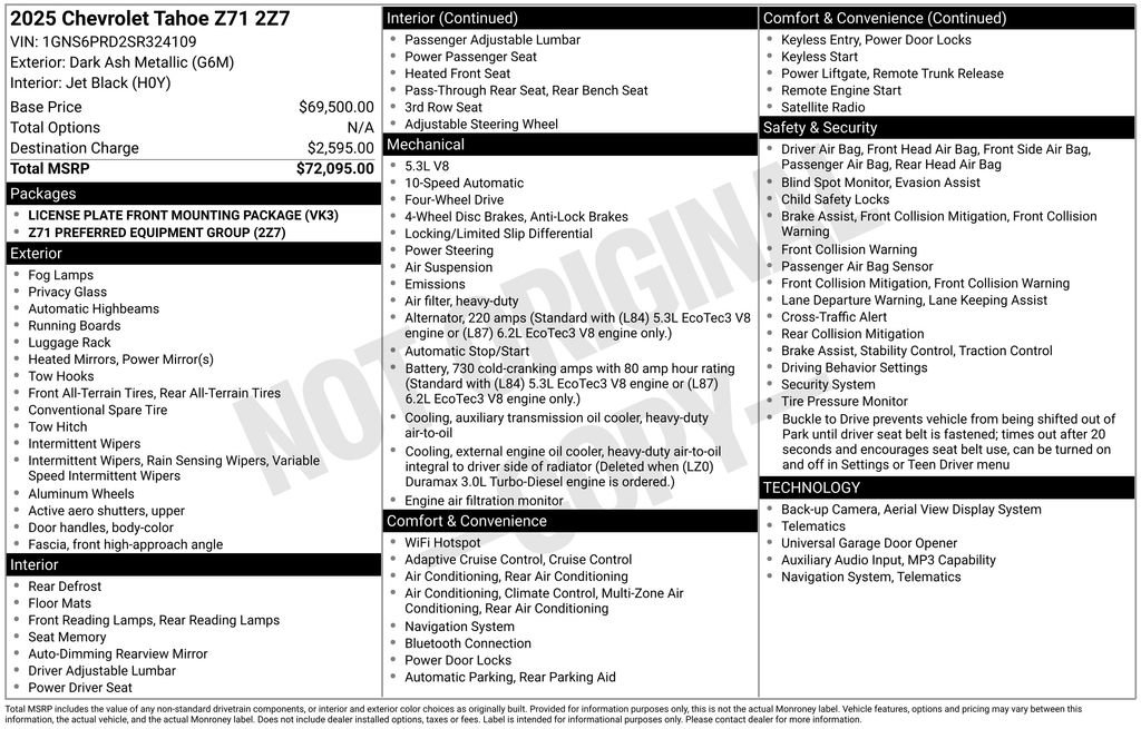 Used 2025 Chevrolet Tahoe Z71 AWD/4WD image 5