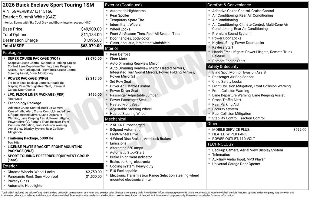 New 2026 Buick Enclave Sport Touring w/ Super Cruise Package image 10