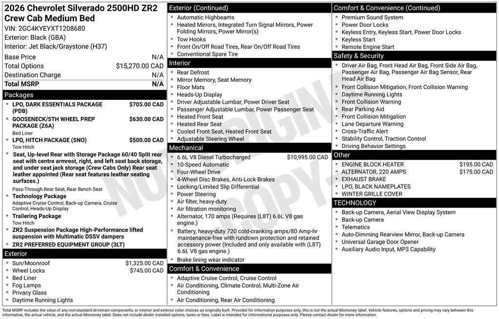 New 2026 Chevrolet Silverado 2500 ZR2 w/ LPO, Dark Essentials Package AWD/4WD image 11