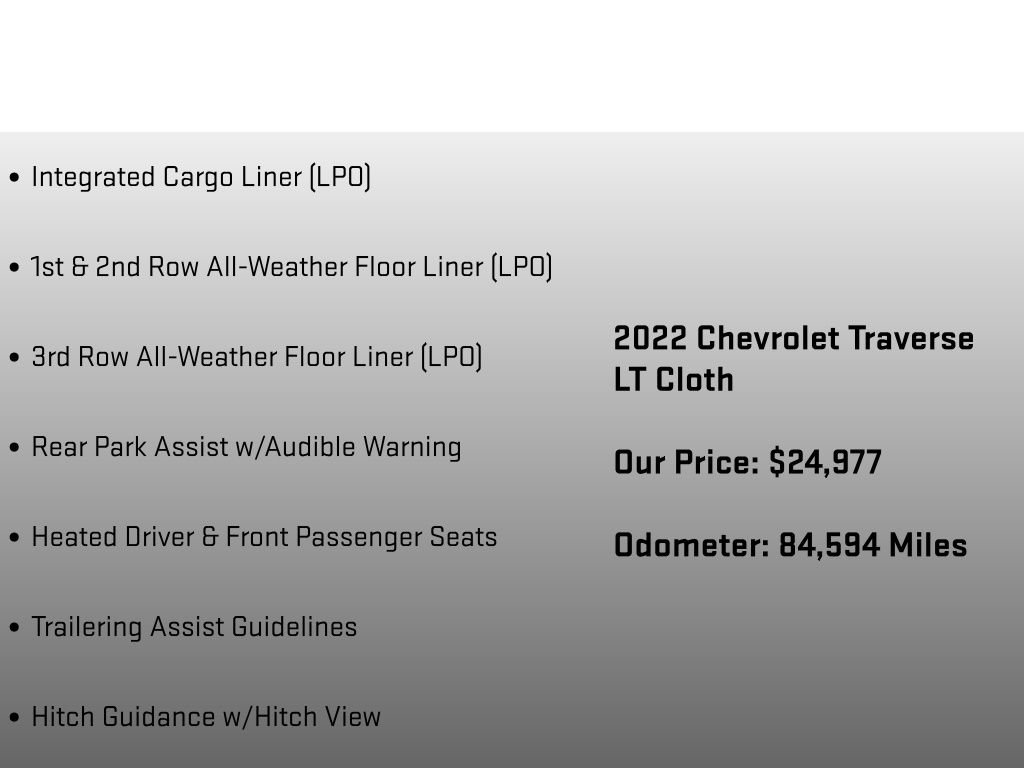 Used 2022 Chevrolet Traverse LT w/ LPO, Floor Liner Package AWD/4WD image 24