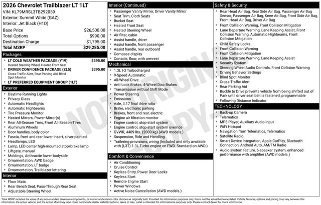 New 2026 Chevrolet TrailBlazer LT w/ LT Cold Weather Package AWD/4WD image 26