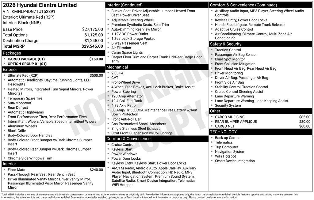 New 2026 Hyundai Elantra Limited w/ Cargo Package image 4