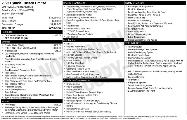 Used 2022 Hyundai Tucson Limited w/ Cargo Package AWD/4WD image 39