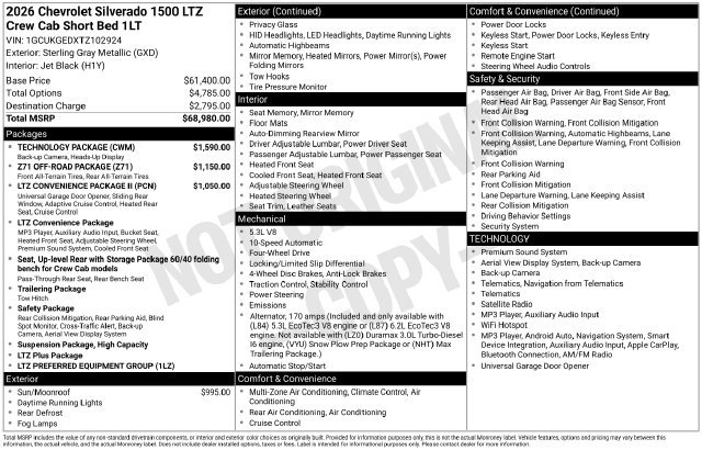 Used 2026 Chevrolet Silverado 1500 LTZ w/ Technology Package AWD/4WD image 33