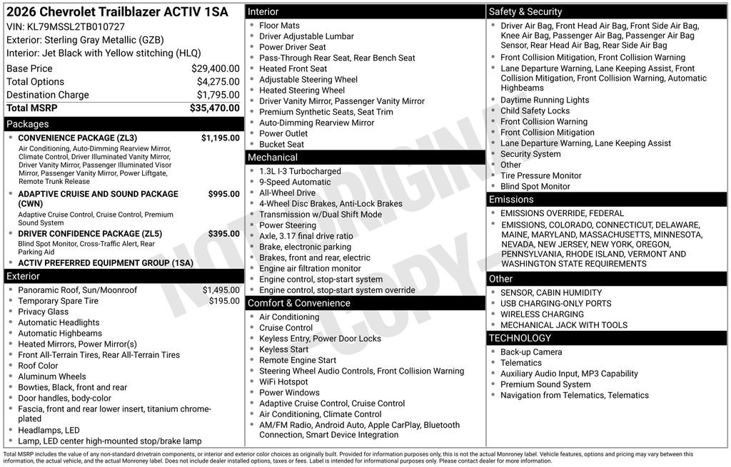 New 2026 Chevrolet TrailBlazer ACTIV w/ Convenience Package image 34