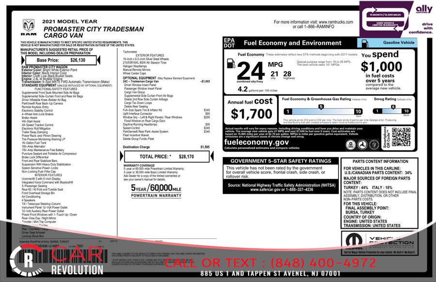 Used 2021 RAM ProMaster City Tradesman w/ Window Group 04 FWD image 13