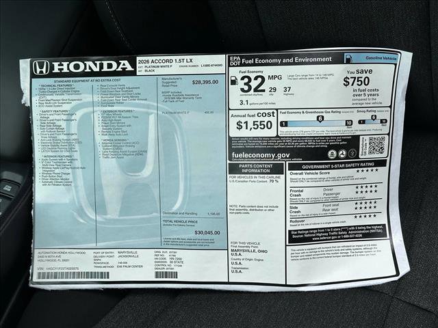 New 2026 Honda Accord LX image 20