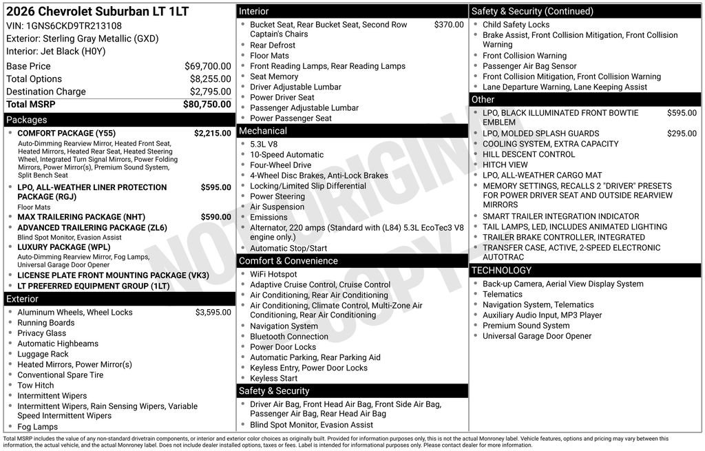 New 2026 Chevrolet Suburban LT w/ Comfort Package image 6