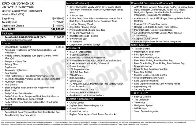 Used 2025 Kia Sorento EX w/ Panoramic Sunroof Package image 28
