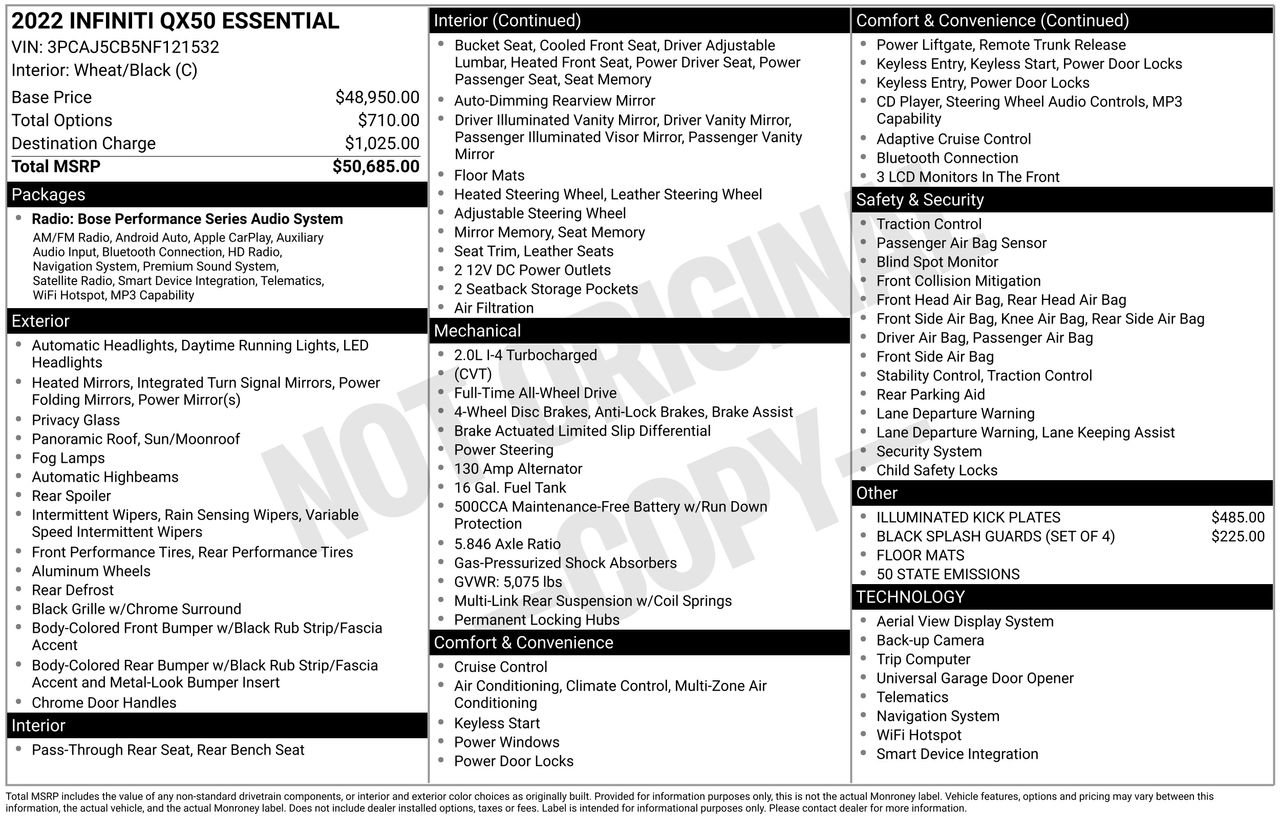 Certified 2022 INFINITI QX50 Essential image 33