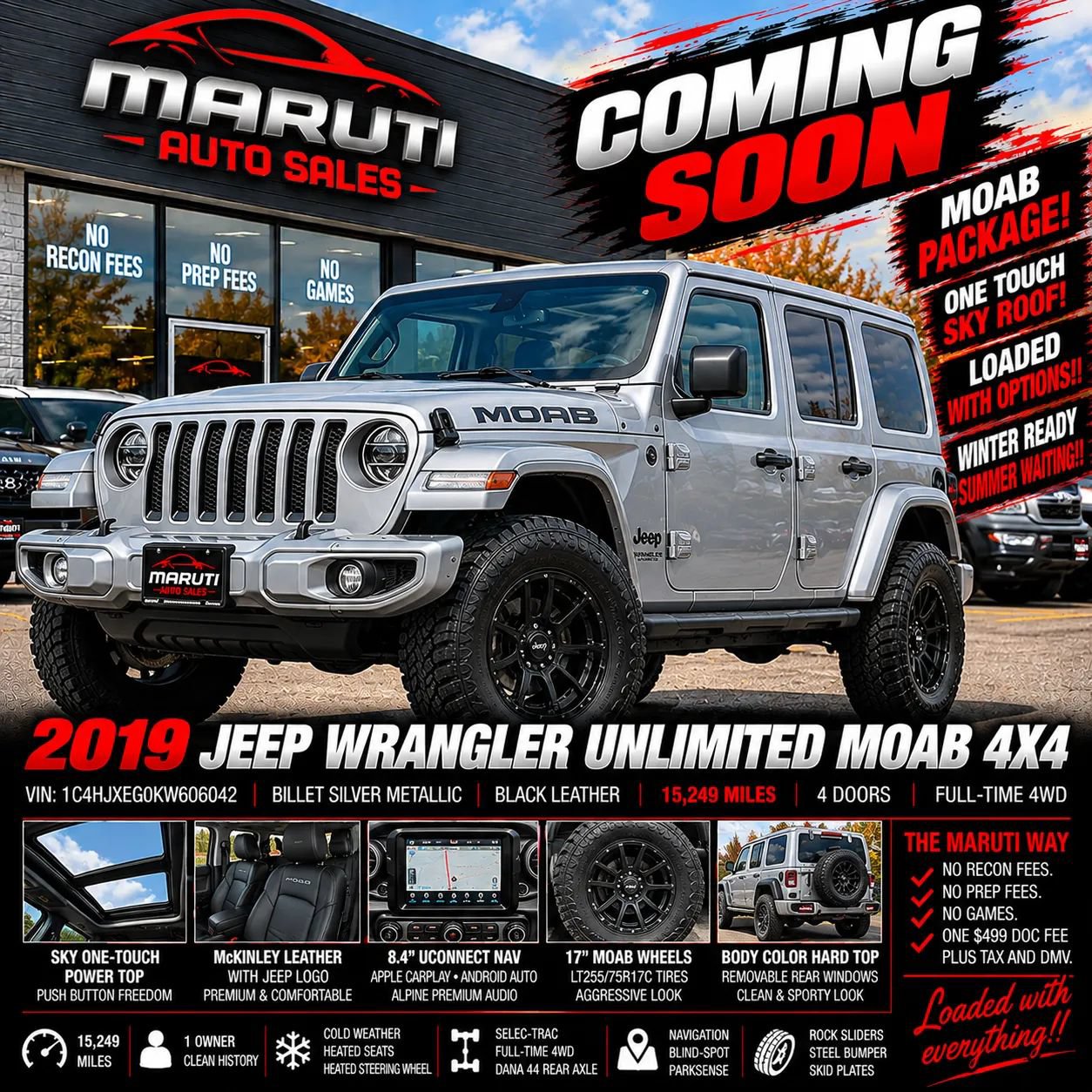 Used 2019 Jeep Wrangler Unlimited Sahara w/ Quick Order Package 24M Moab AWD/4WD image 59
