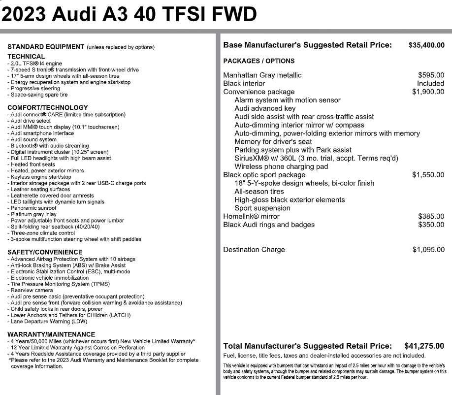 Used 2023 Audi A3 2.0T Premium w/ Convenience Package FWD image 3