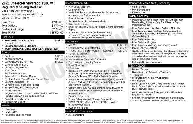 Used 2026 Chevrolet Silverado 1500 W/T w/ Trailering Package AWD/4WD image 24